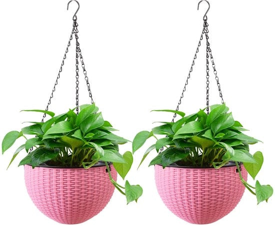 Pannelli per piante appesi, supporti per piante da esterno con catena, contenitore in cocco grande capacità, diametro del supporto per piante, vasi per piante da esterno (2 x 20cm rossi)