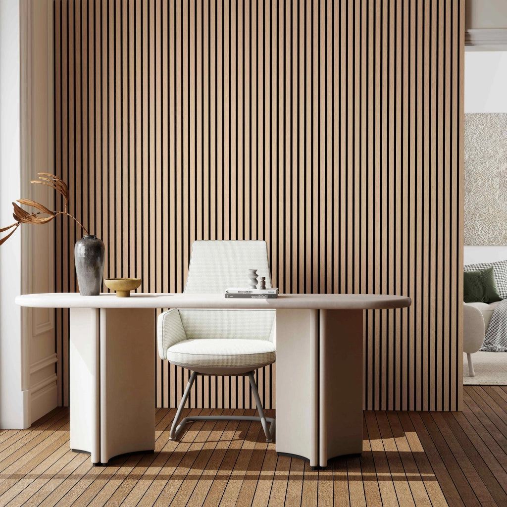 2 pezzi Pannelli decorativi fonoassorbenti L240xL60cm SP21mm in legno MDF，Colore di rovere scuro assorbimento acustico