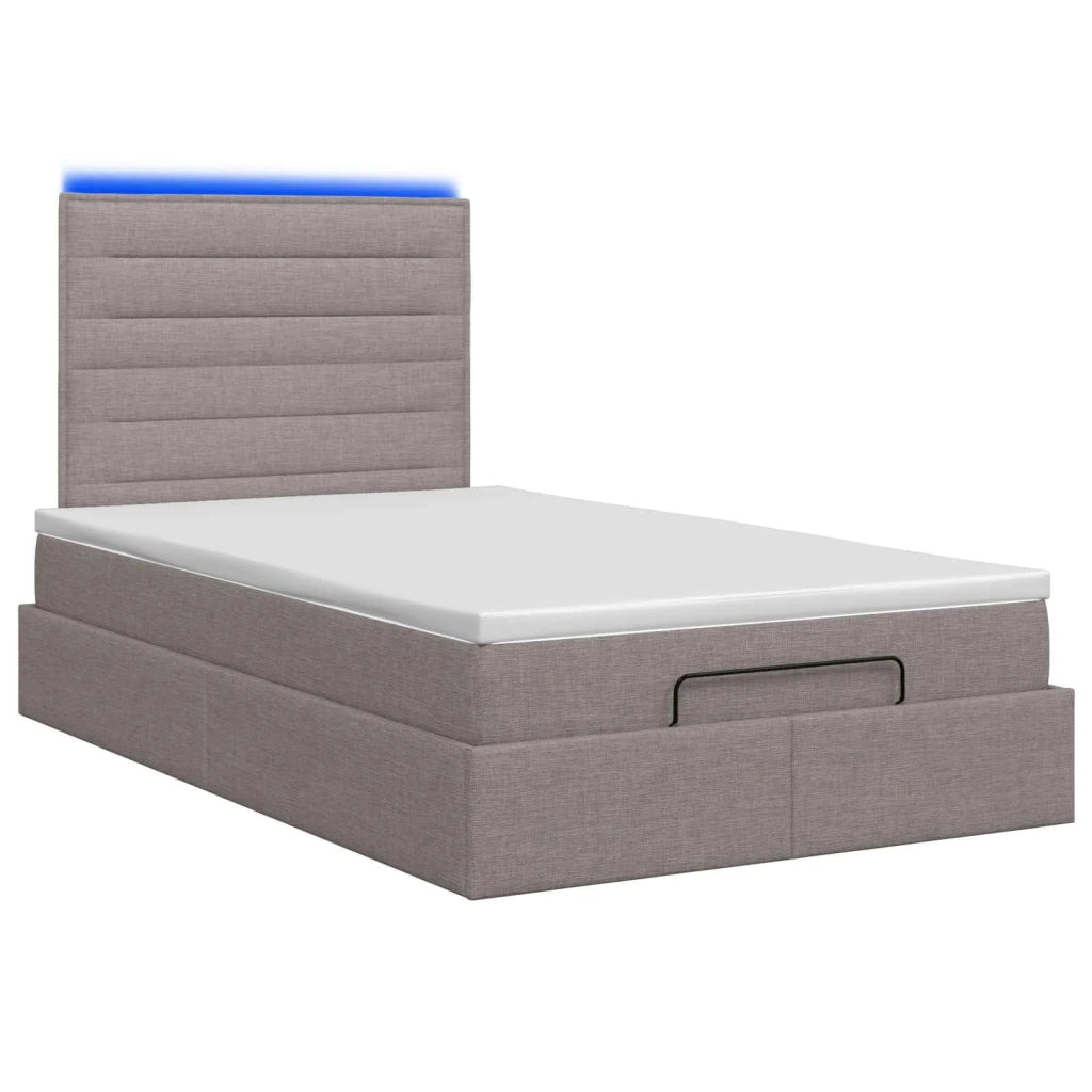 Letto Ottomano con Materasso e LED Tortora 120 x 200 cm Tessuto 3457983