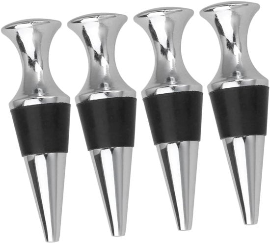 Stopperi metallici per bottiglie - Sigillatore per bottiglie - Conservazione dei liquidi - Progettazione creativa - 4 pezzi - Argento