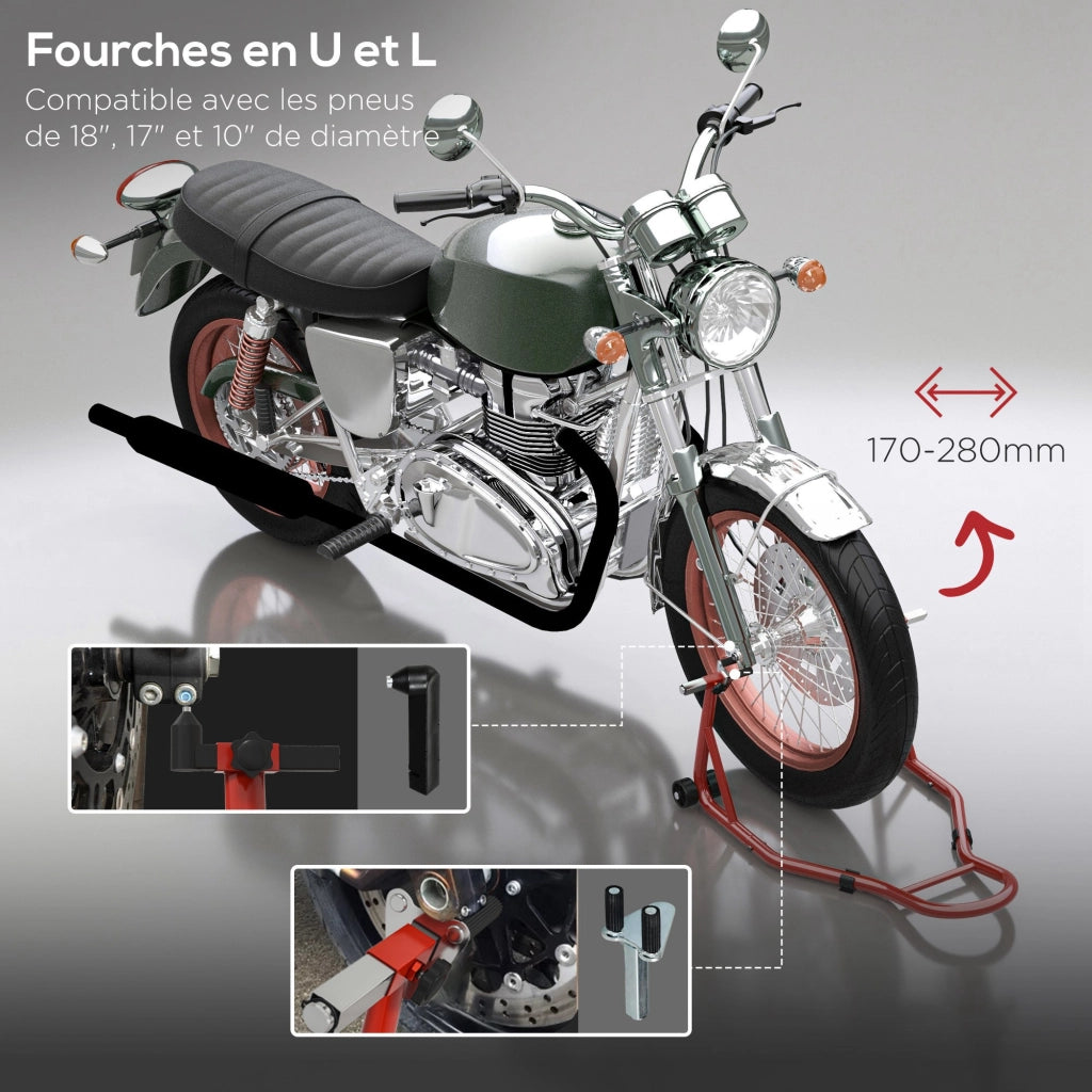 Supporto per moto con goupille regolabile ¨C zephmum ¨C rosso