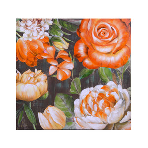 Quadro stampa fiori arancione cm 80x80x3