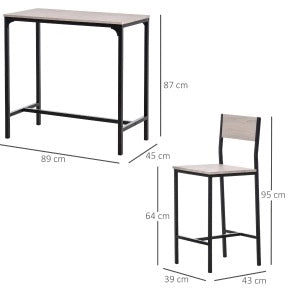 Set tavolo bar con 2 sgabelli; struttura stabile; facile da pulire; MDF; naturale