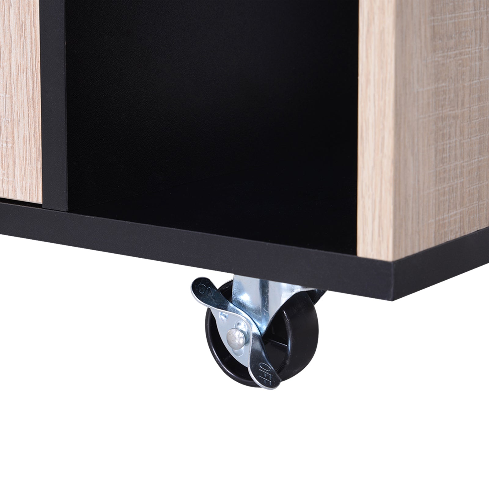 Mobiletto Carrello da Cucina con Cassetti in Legno Rovere e Nero 76.5x40x82 cm