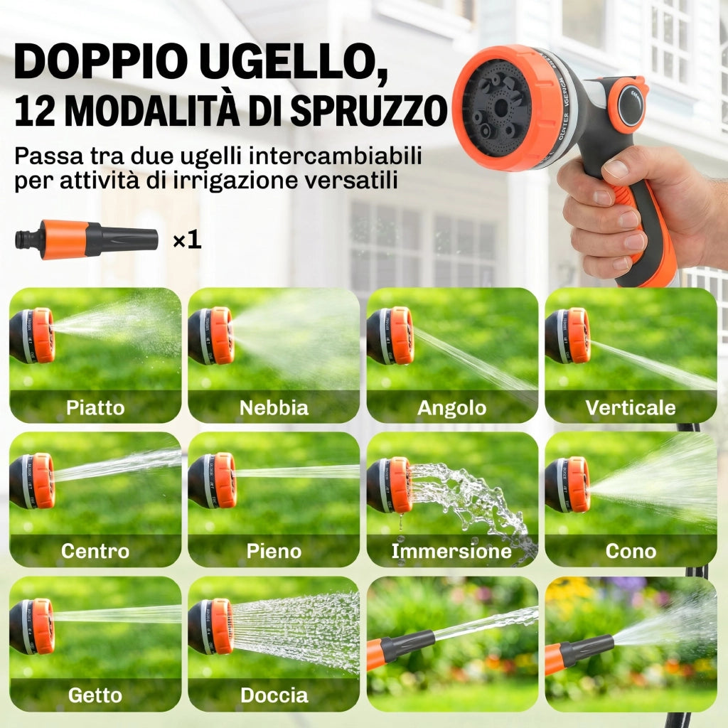Avvolgitubo Retrattile 28+2m con Riavvolgimento Automatico e Sistema di Bloccaggio