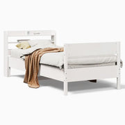 Letto singolo | Letto per adulti | Giroletto senza Materasso Bianco 100x200 cm Legno Massello Pino