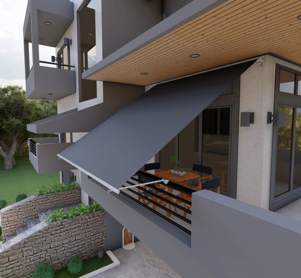 Tenda da sole a caduta con bracci 300cm telo impermeabile grigio Golisa