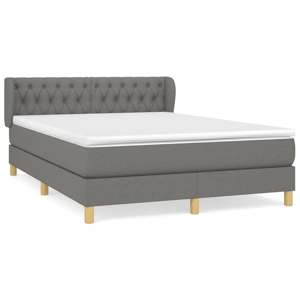 Giroletto a Molle con Materasso Grigio Scuro 140x190 cm Tessuto 3127038