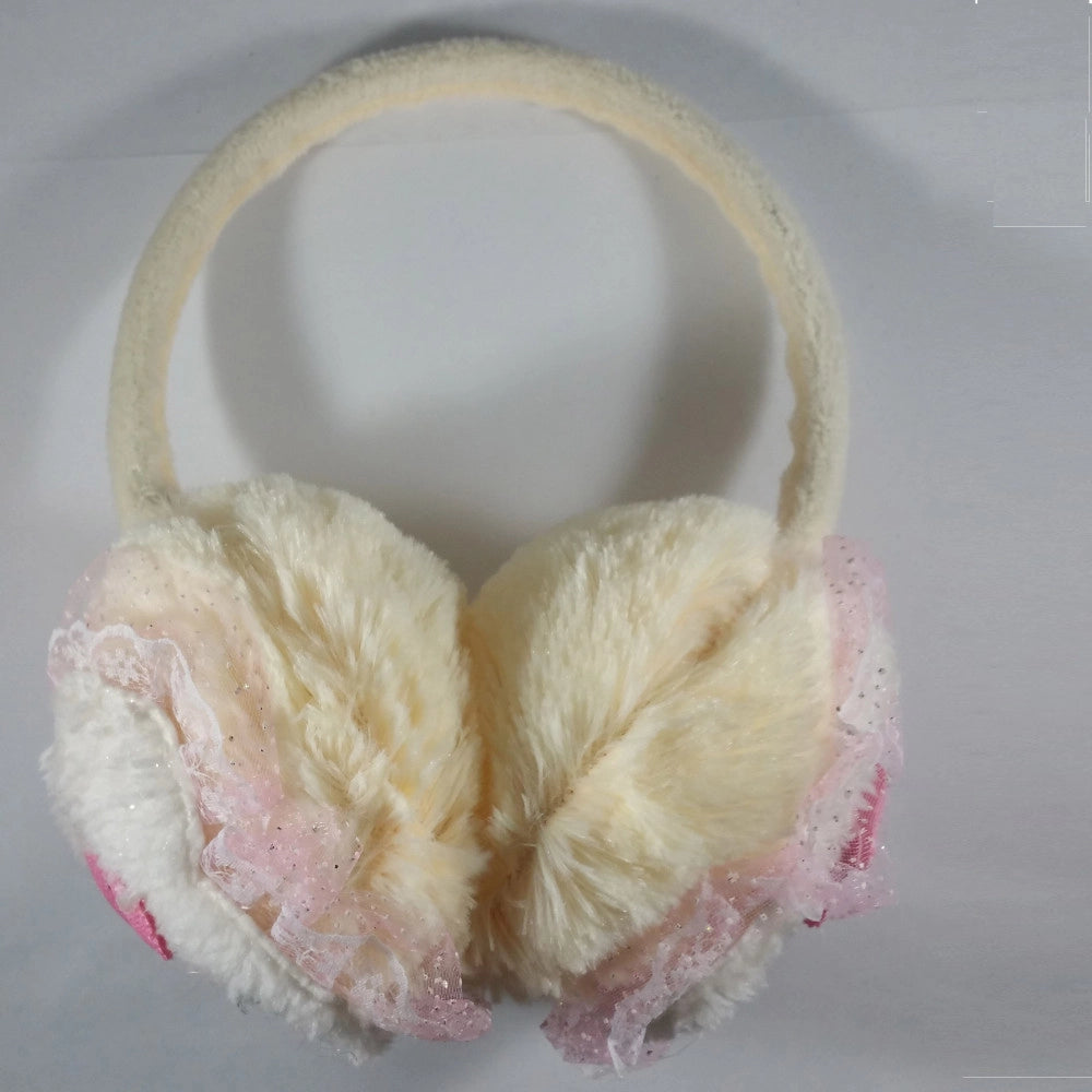 Trade Shop - Paraorecchie Beige Coniglietto Para Orecchie Vento Freddo Imbottite Ragazze -