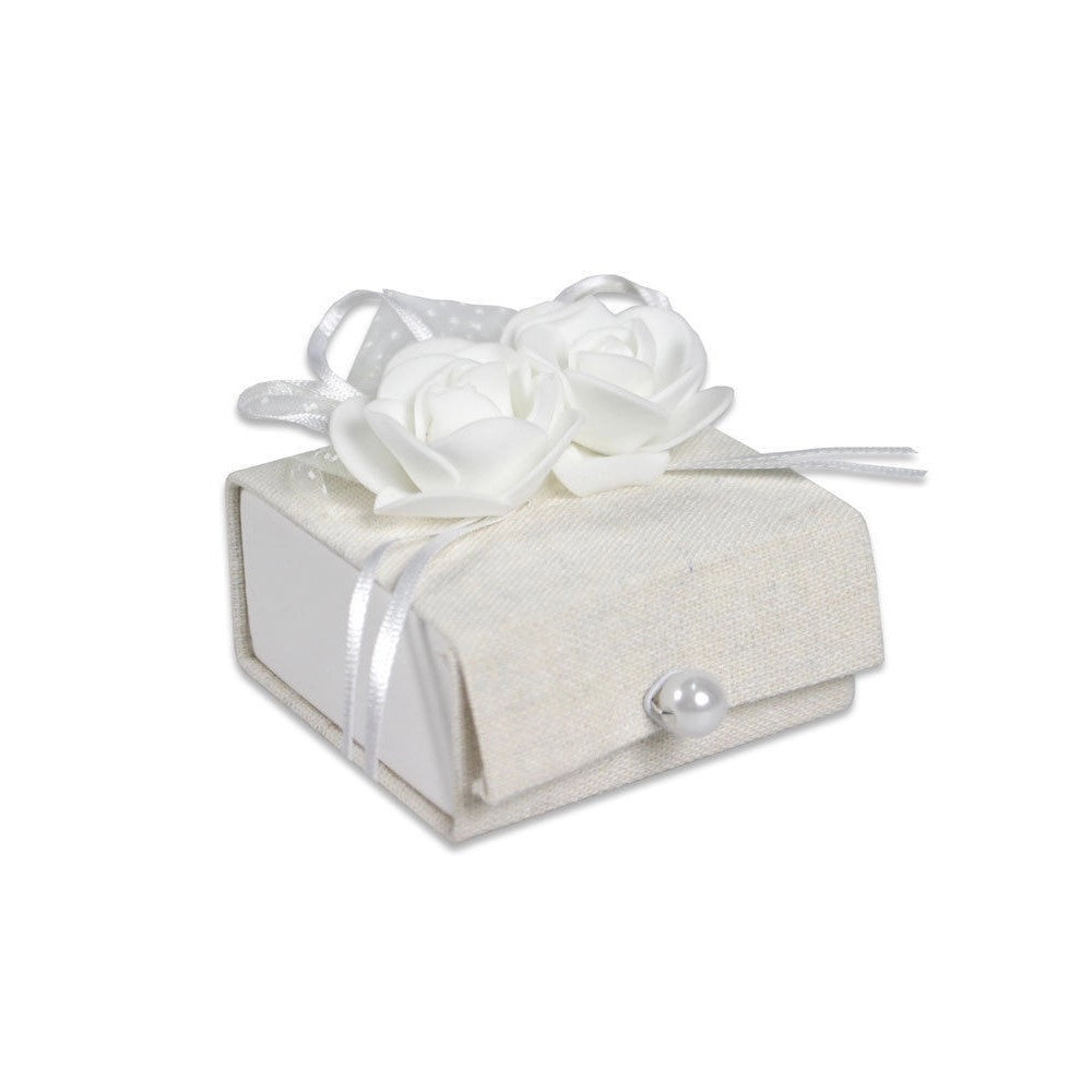 Trade Shop - 12 Scatoline Portaconfetti Scrigno In Tessuto Bomboniera Matrimonio Comunione -