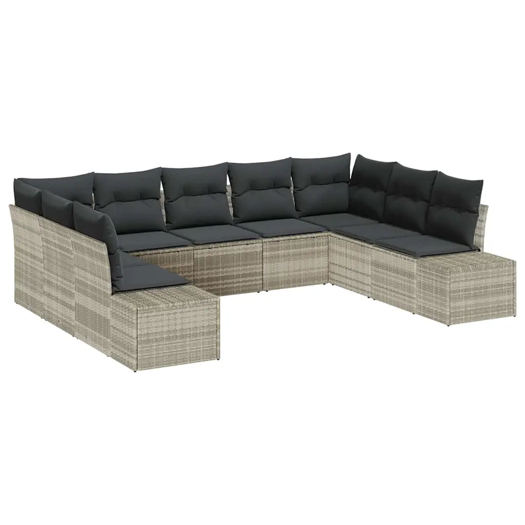 Set Divano da Giardino 9 pcs Grigio chiaro polyrattan 3347222