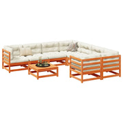 Set Divani Giardino 9 pz con Cuscini Marrone Cera Massello Pino 3299371