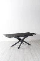E-STYLO Tavolo allungabile con top in ceramica marmo nero e base in metallo verniciato nero, 80cm X 140 /200cm H. 76cm.