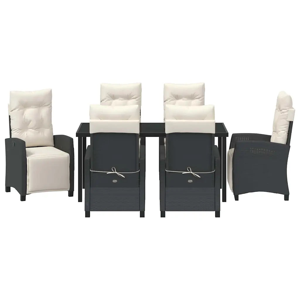 Set da Pranzo per Giardino con cuscino 7 pcs Nero polyrattan 3380418