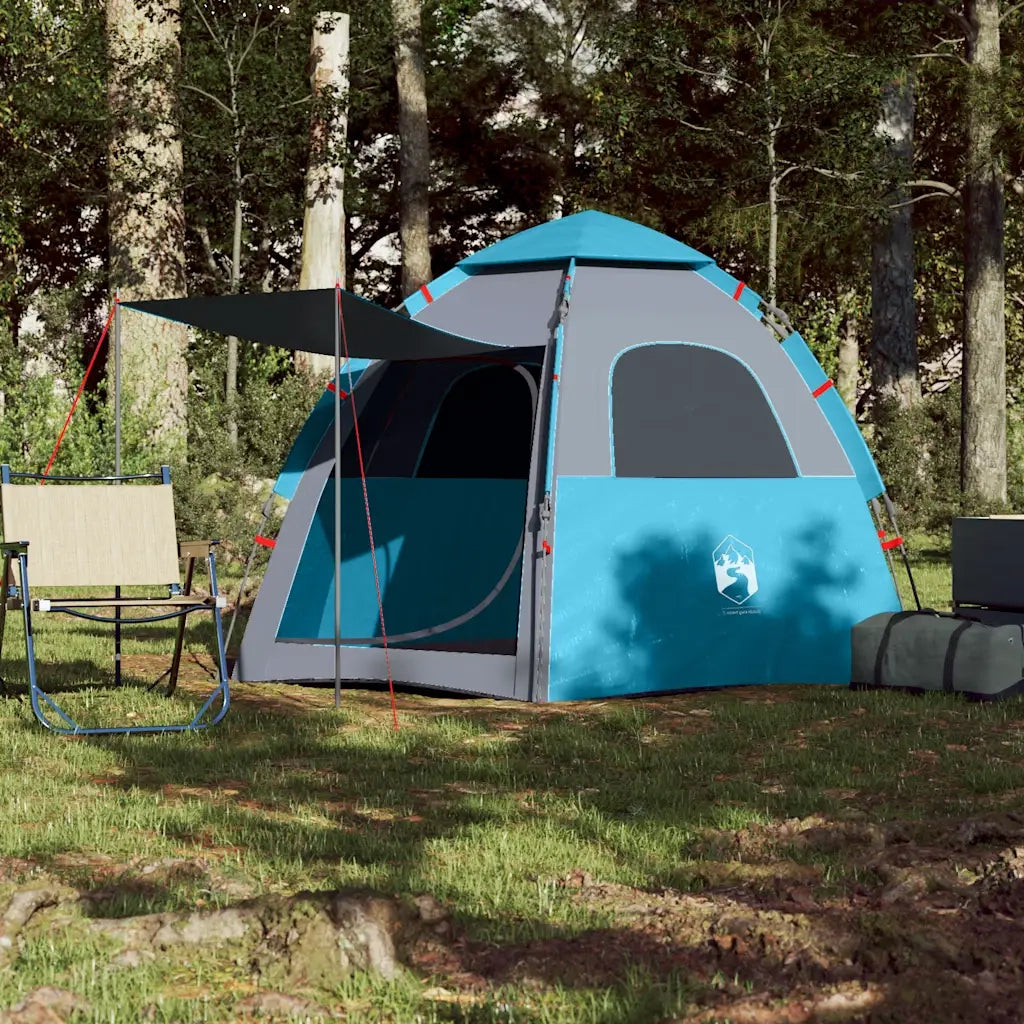 Tenda da Campeggio Cabina 4 Persone-Tenda per Escursionismo Blu a Rilascio Rapido 674376