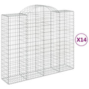 Cestini gabbioni recinzione a gabbia muro di contenimento ad arco 1 set da 4 200 x 50 x 160/180 cm ferro zincato argento 02_0040579