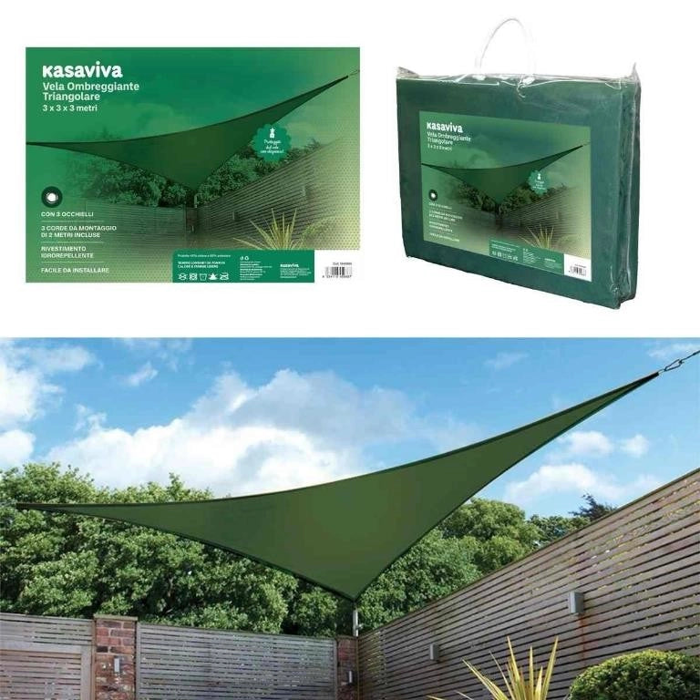 Tenda da Sole Vela Ombreggiante Triangolare Verde 3 x 3 x 3 Metri