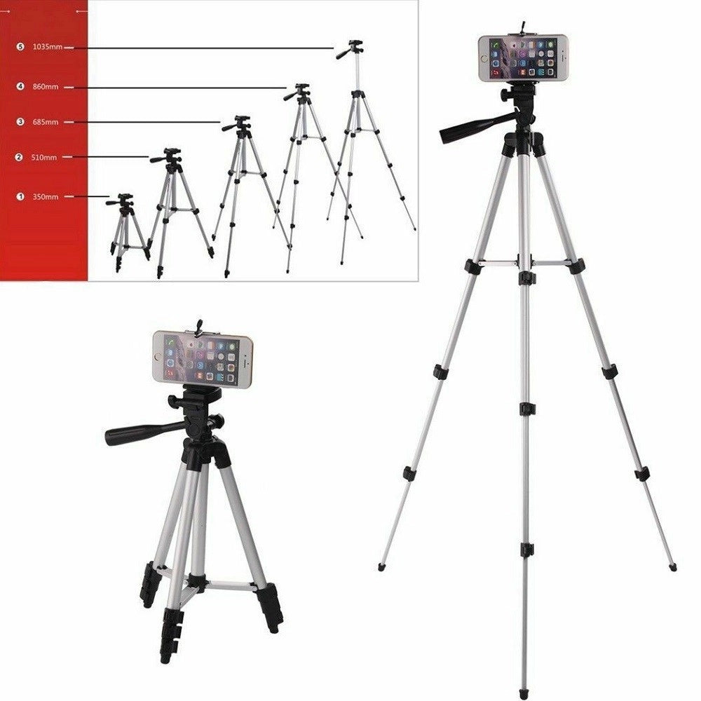 Trade Shop - Cavalletto Universale Fotocamera Treppiedi Tripode Supporto Alluminio Smartphone -