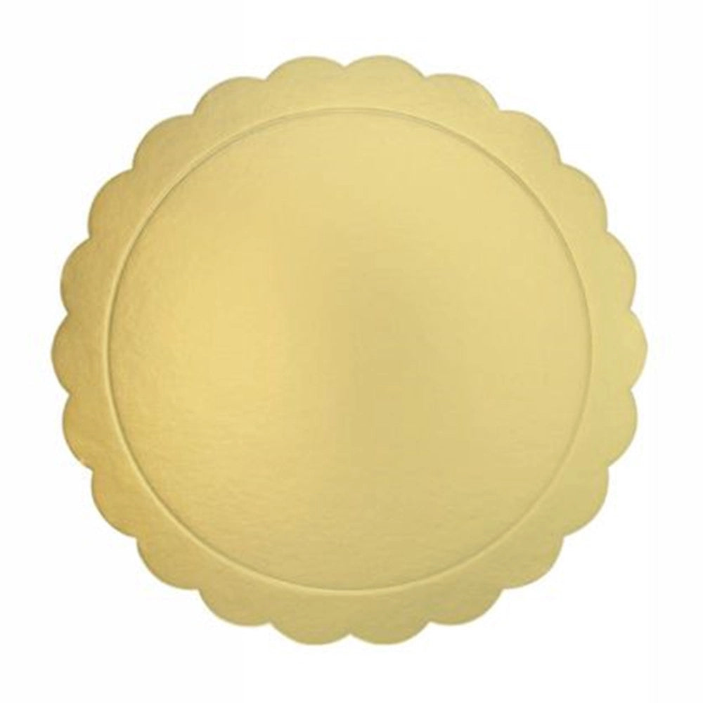 Trade Shop - Set 3 Pz Base Per Torta Rotonda Piatto Sottotorta Dorato 24 Cm Con Bordino 31161 -