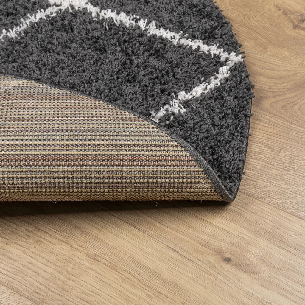 Tappeto Shaggy PAMPLONA a Pelo Lungo Nero e Crema Ã˜ 280 cm