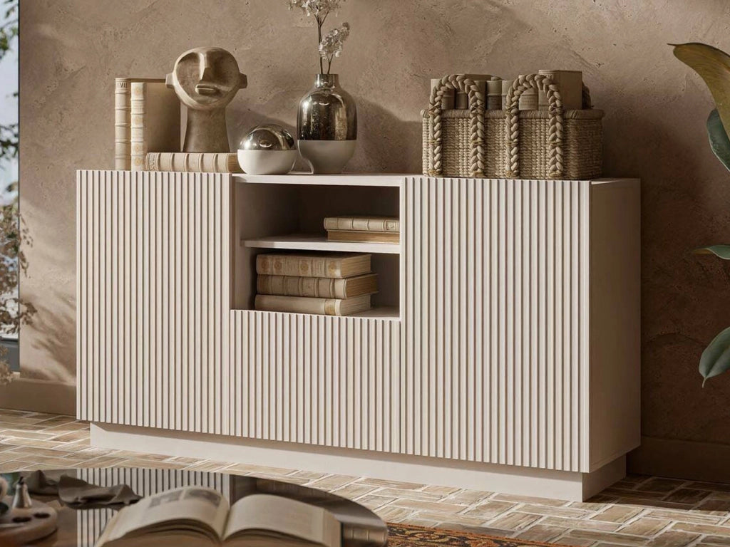 Madia Serchio, Credenza 4 Ripiani, 150x40x78h cm Beige