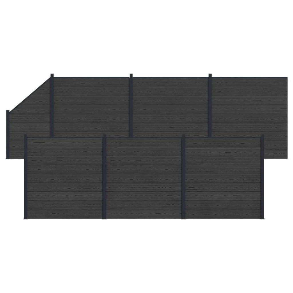 Pannello di Recinzione 7 pcs WPC e Alluminio Nero