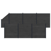 Pannello di Recinzione 7 pcs WPC e Alluminio Nero