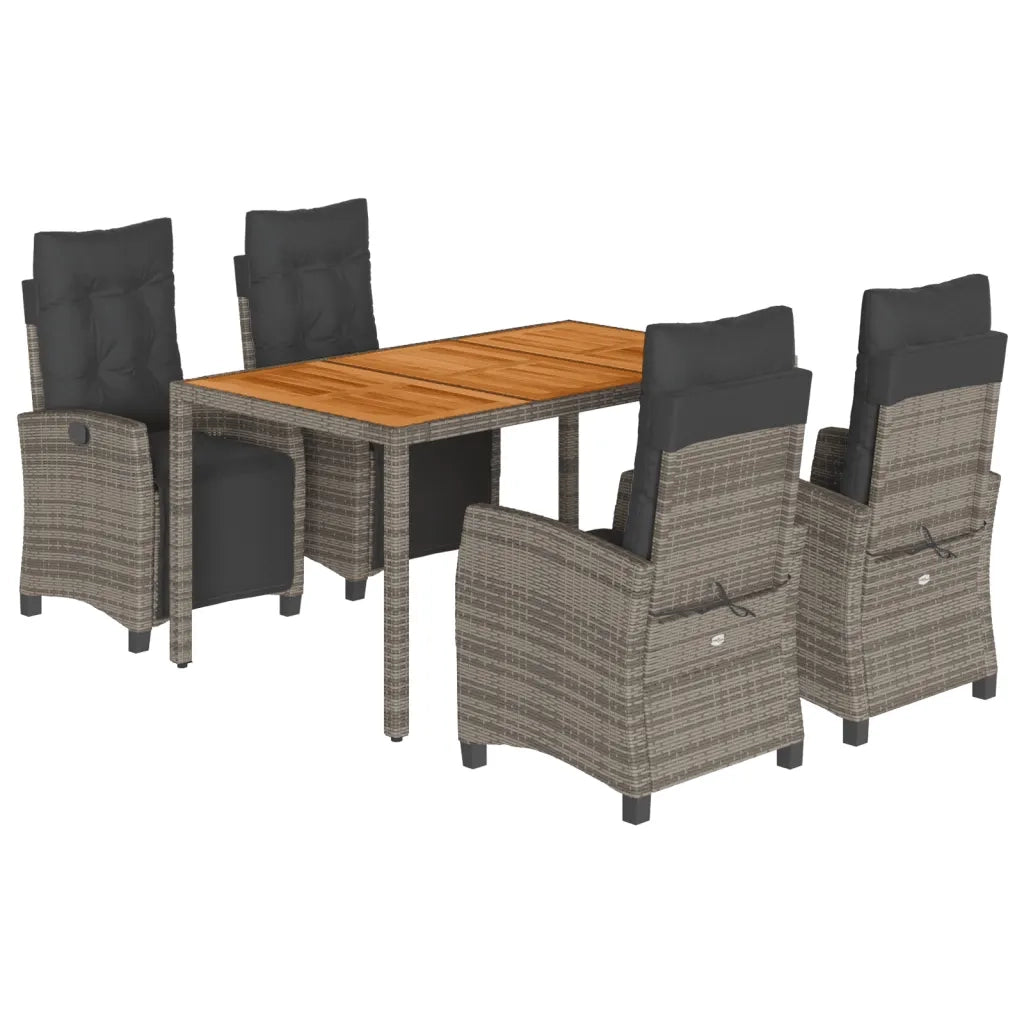 Set da Pranzo da Giardino 5 pz con Cuscini in Polyrattan Grigio 3212914
