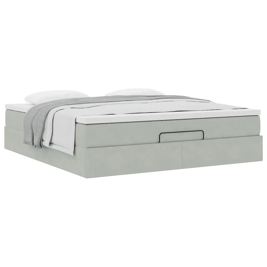 Struttura Letto Pouf con Materasso 160x200 cm in Velluto