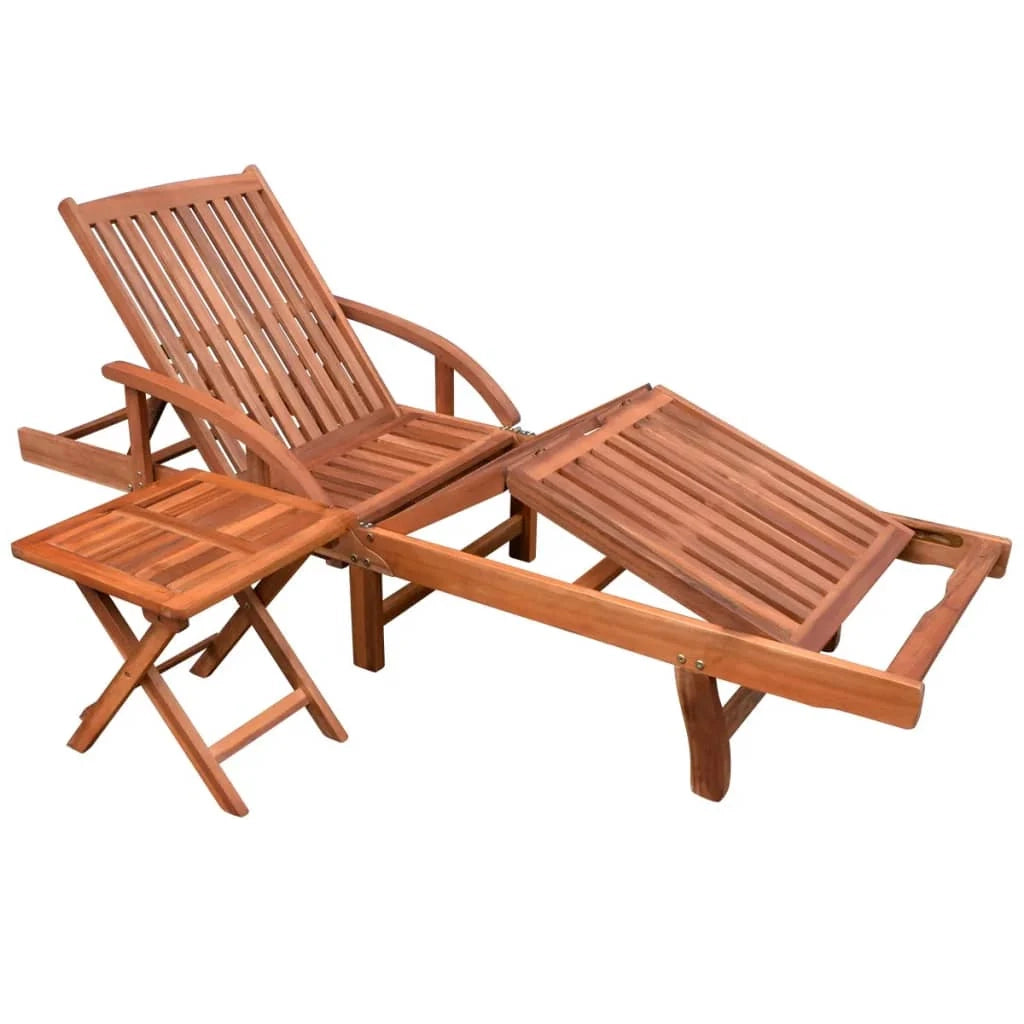 Lettino prendisole sedia a sdraio lettino prendisole letto da giardino mobili da esterno per patio con tavolo in legno massello di acacia 02_0012603