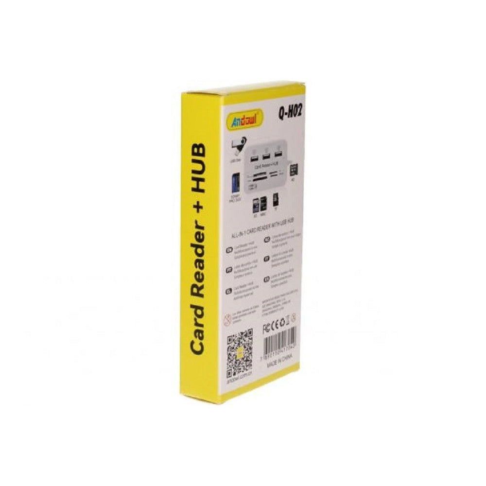 Trade Shop - Lettore Di Schede Carte + Hub Usb 2.0 3 Porte Usb Slot Ms Sd Mmc Tf M2 Q-h02 -