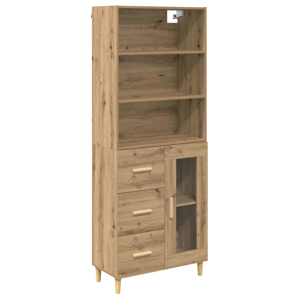 Credenza con Cassetto-Buffet-Armadio da cucina Rovere artigianale 69,5 x 32,5 x 180 cm 833162