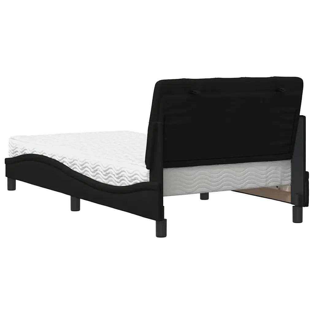 Letto con Materasso Nero 100x200 cm in Tessuto 3310722