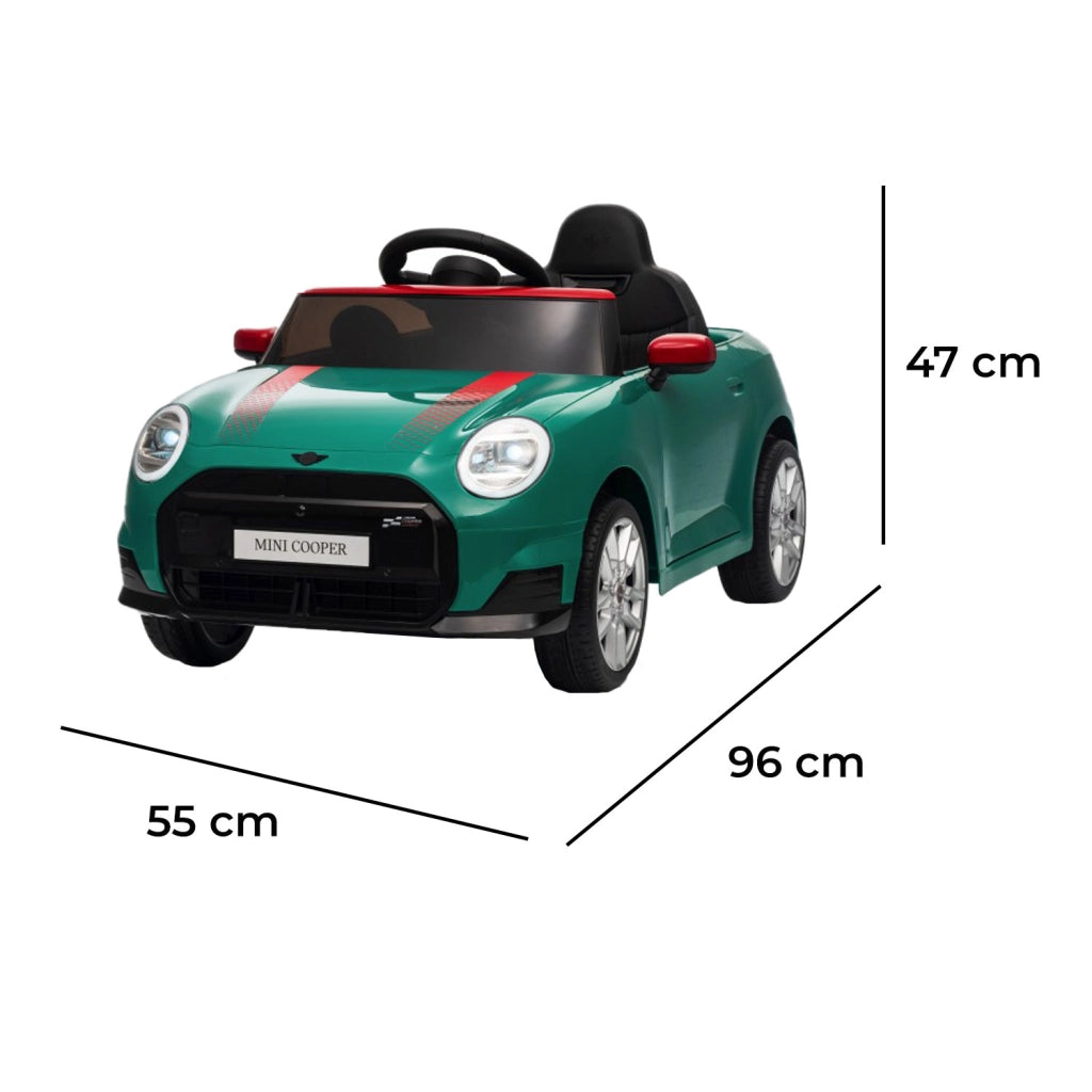 Macchina Elettrica per Bambini Licenza Ufficiale Mini Cooper S Cabrio 12V Sedili in Pelle e Telecomando Verde