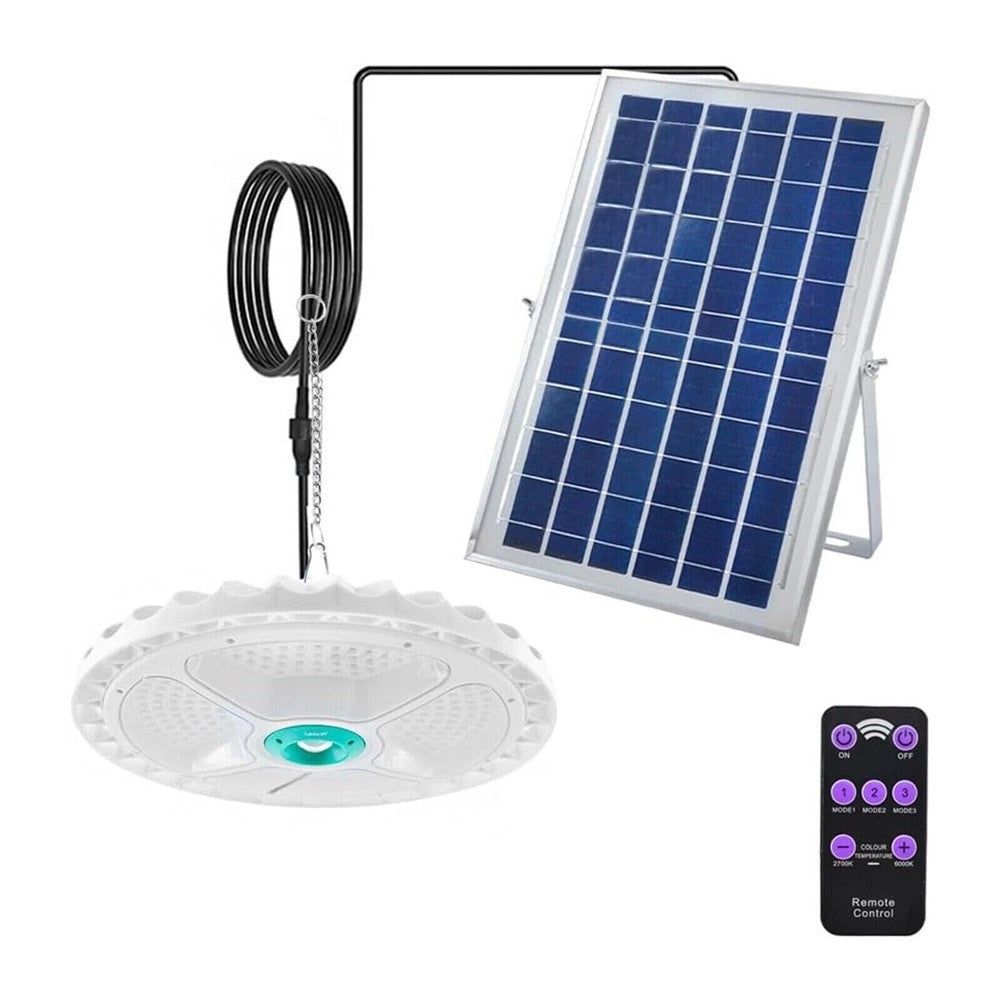 Trade Shop - Plafoniera Lampada 400watt A Sospensione Faro Con Pannello Solare 236 Led 1300lm -