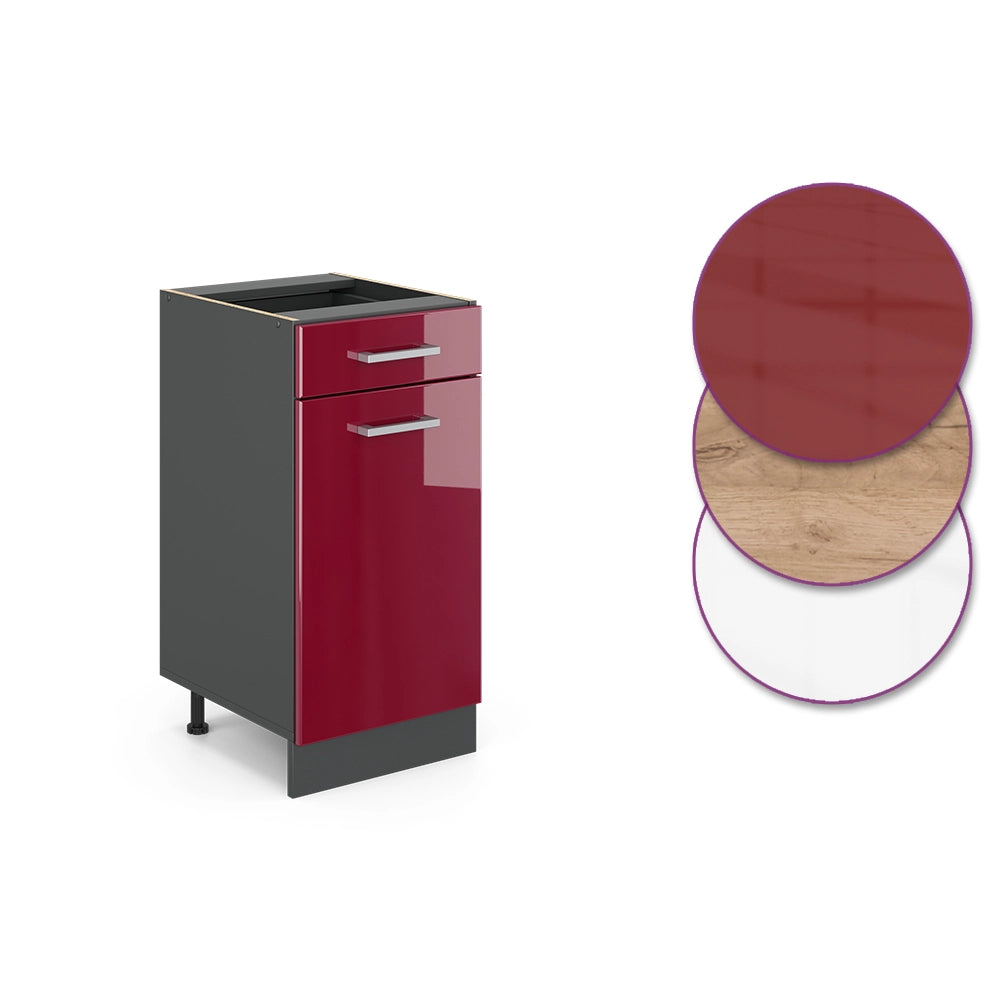 Vicco Mobiletto base per cucina Rosso lucido 40 cm PL Marmo