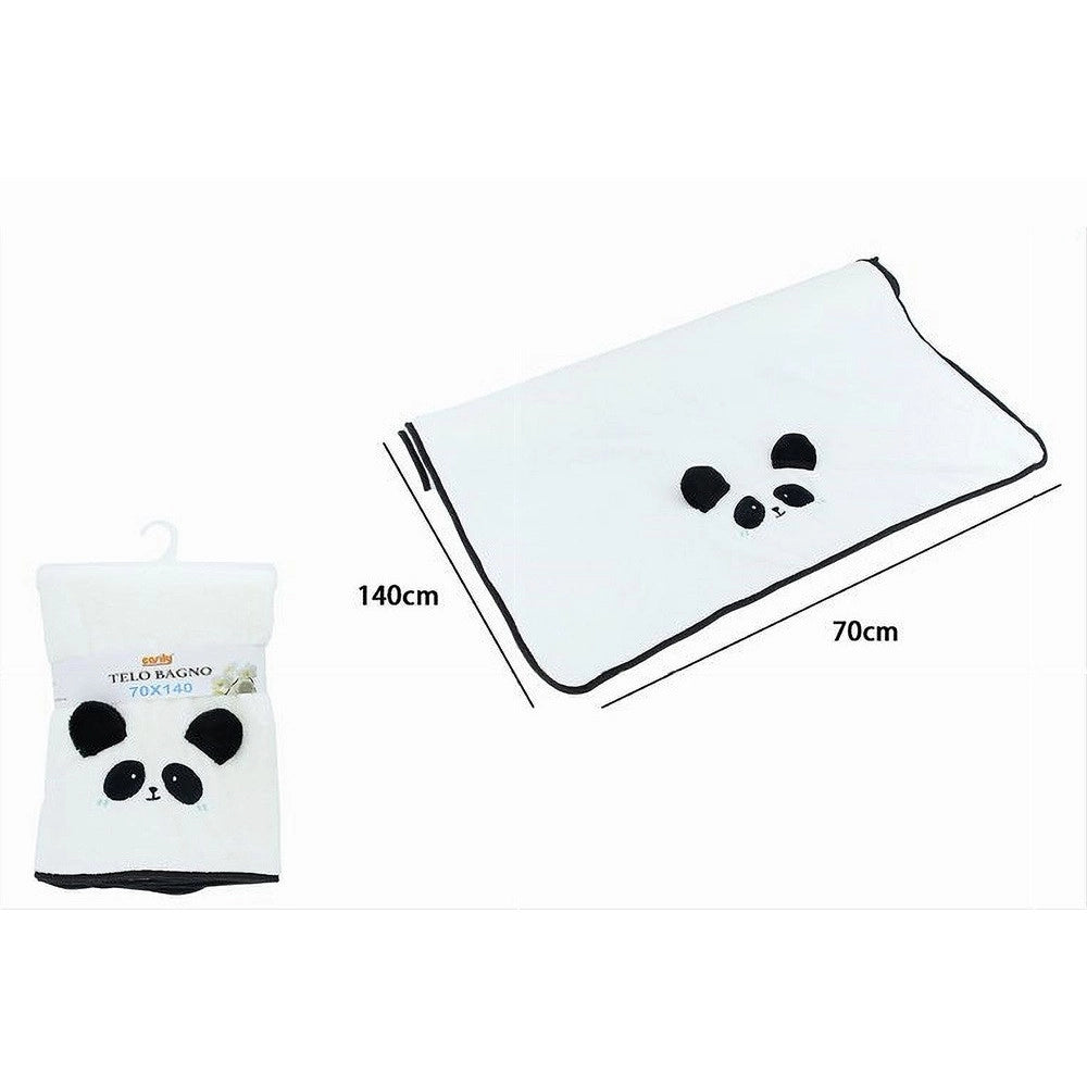 Trade Shop - Telo Da Bagno Asciugamano 70x140 Cm Da Doccia In Tessuto Con Faccia Panda 10734 -