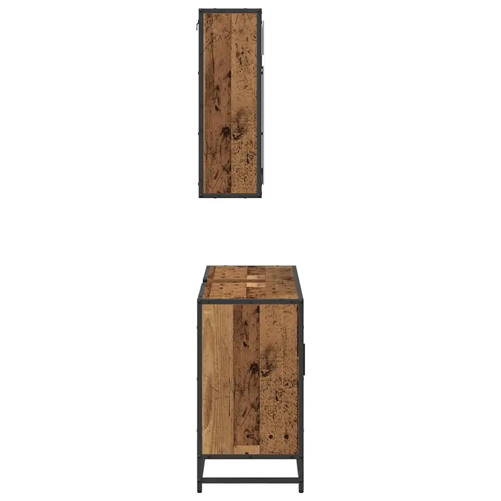 Set di mobili per il bagno con lo scaffale 2 pcs Legno vecchio 3402459