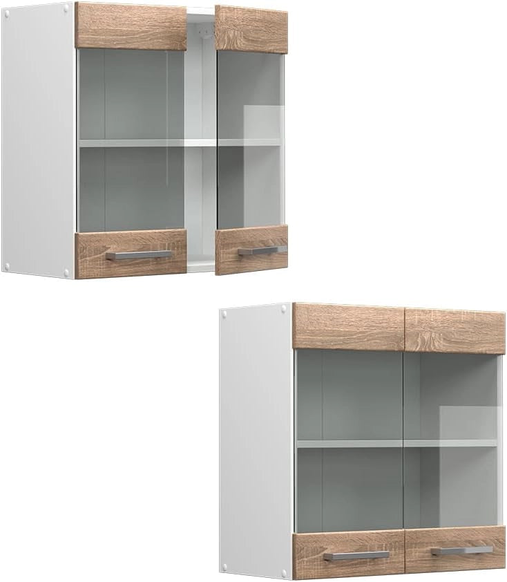 Mobile da cucina in vetro R-Line, Sonoma, 60 cm, per la libera combinazione all'interno di sistemi cucina modulari