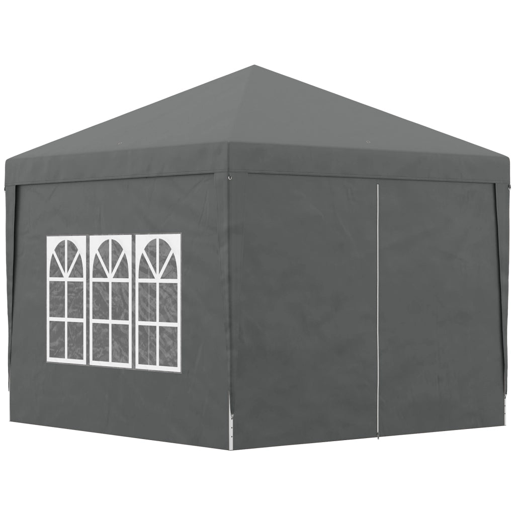 Gazebo da Giardino Pieghevole 4 Pannelli Laterali ¨C Zephmum ¨C Grigio Acciaio 3x3 m