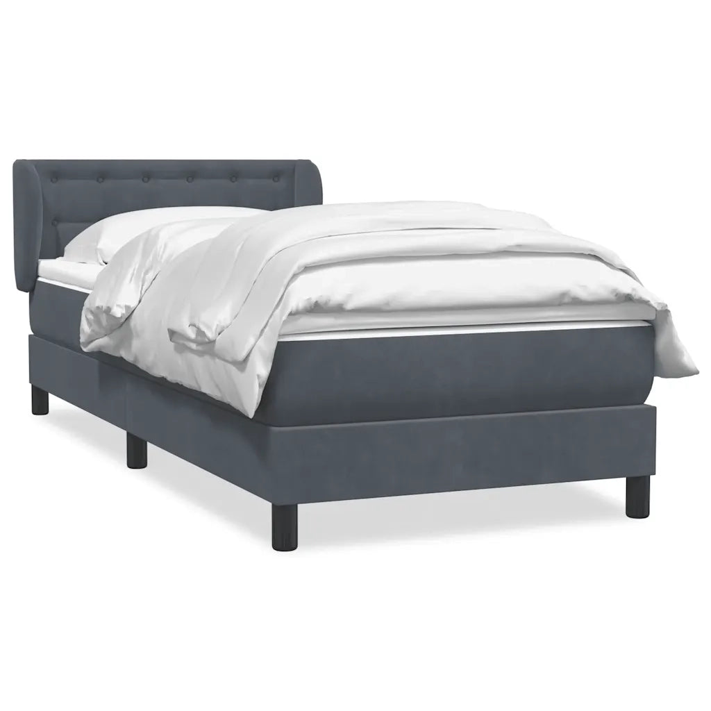 Giroletto a Molle con Materasso Grigio Scuro 80x220 cm Velluto 3317884
