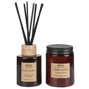 Set di fragranze 100% candela di soia bastoncini profumati diffusore d'ancia confezione di vetro scuro lino fresco Dark Elegance