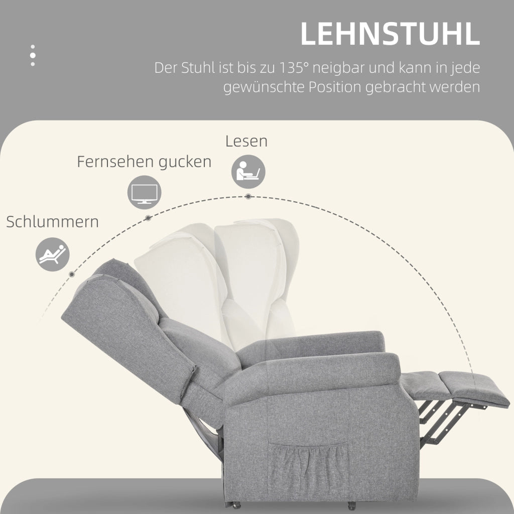 Poltrona Relax Reclinabile con Alzapersona ¨C Minimal ¨C Grigio 72.5x94x109cm