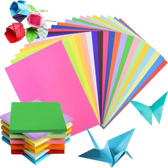 Origami Papier 200 fogli - Carta da piegare a colori - Adatta per progetti di fai da te e arte scolastica - Carta quadrata a doppia faccia - Varie dimensioni - Per bambini e adulti