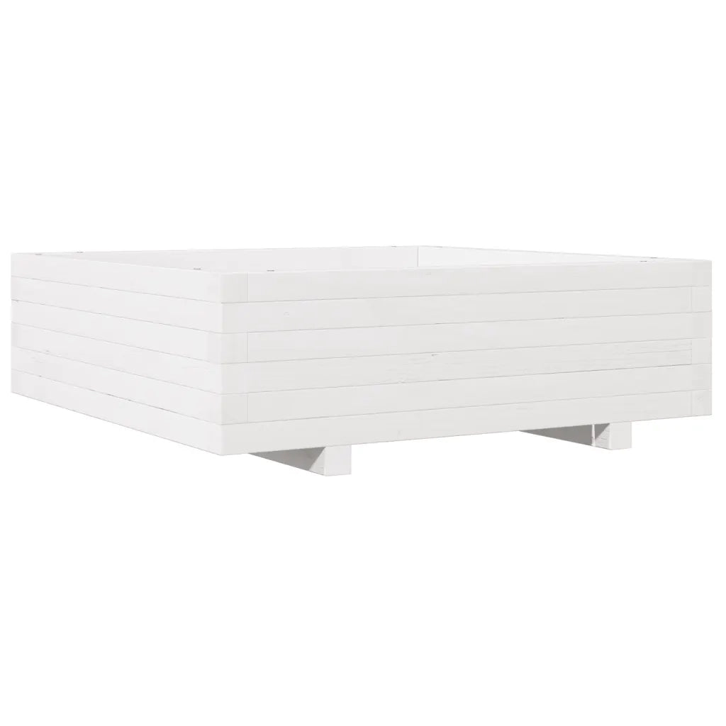Fioriera da Giardino-Vaso da Esterno Bianca 80x80x26,5cm Legno Massello di Pino
