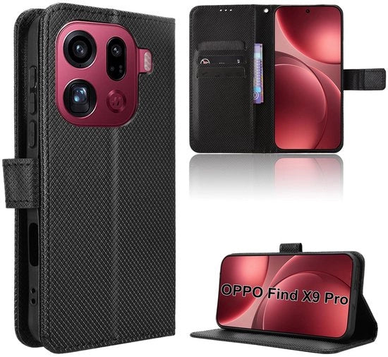 Vestito di protezione per smartphone con chiusura magnetica - Portafoglio - Protezione per smartphone - Funzione di appoggio - Tasca per carte di credito - Nero - Cover per smartphone