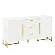 Credenza con 2 ante; 3 cassetti e ripiani regolabili per soggiorno in MDF e PB 145×40×75 cm bianco