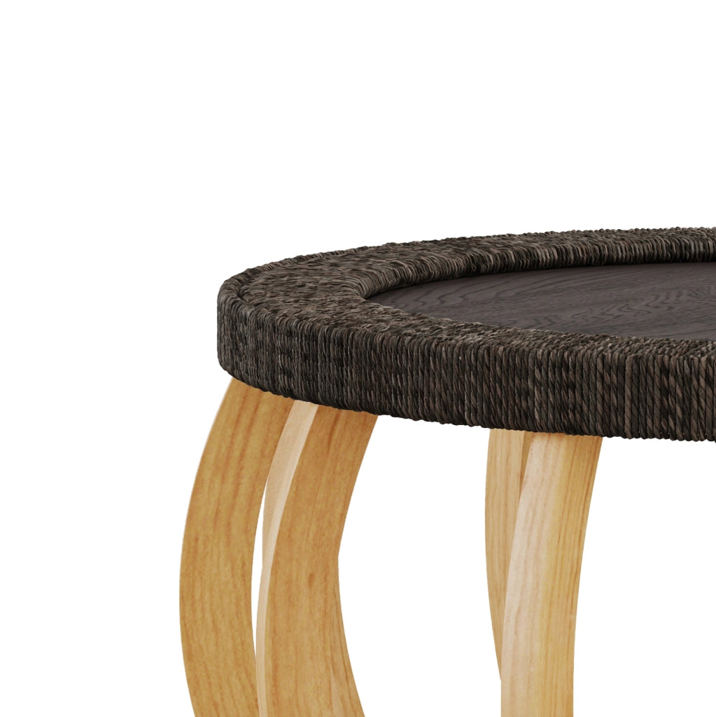 Tavolino da caffè rotondo in legno nero e marrone, 90 cm