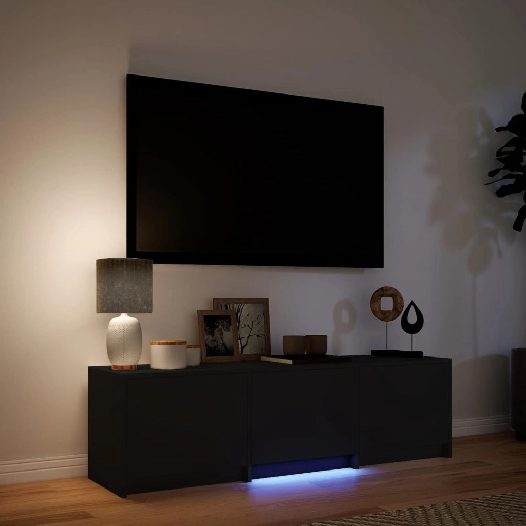 Mobile TV con LED-Credenza per TV Nero 140 x 34 x 40 cm Legno ingegnerizzato