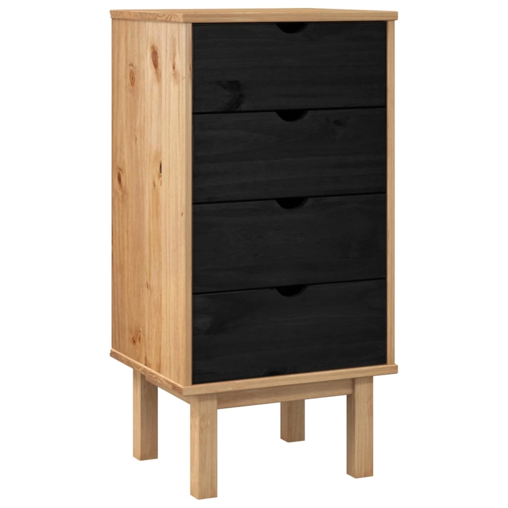 Cassettiera OTTA Nero 45 x 39 x 90 cm Legno Massello di Pino